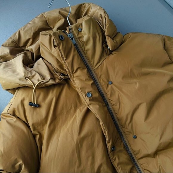 Jenni Kayne Womens S Dark Khaki Puffer Jacket NWT Feather Down Removable Hood - Picture 8 of 13
